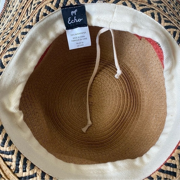 Echo | Women\'s Boho Beachy Adjustable Floppy Sunhat 100% Paper Beach Vacation